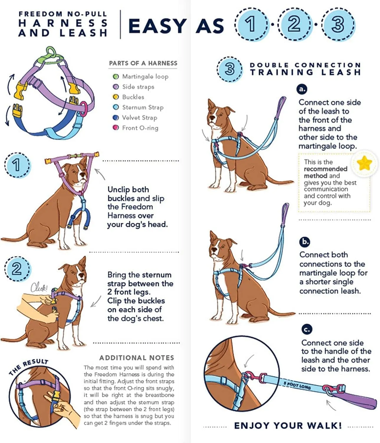 2 Hounds Design Freedom No Pull Dog Harness, Adjustable Harness, Easy Walking & Comfortable Control, Fits Small, Medium & Large Dogs, Solid Colors, Made in USA, 1" MD, Hot Pink