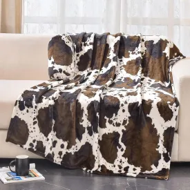 Bnuitland Cow Print Throw Blanket with Storage Pouch, 300 GSM Double Sided Cute for Bed/Sofa/Lap, Gift Blanket for Kids/Babys/Pets, Super Soft Cozy Lightweight Fuzzy Flannel Throw, 5040 inch