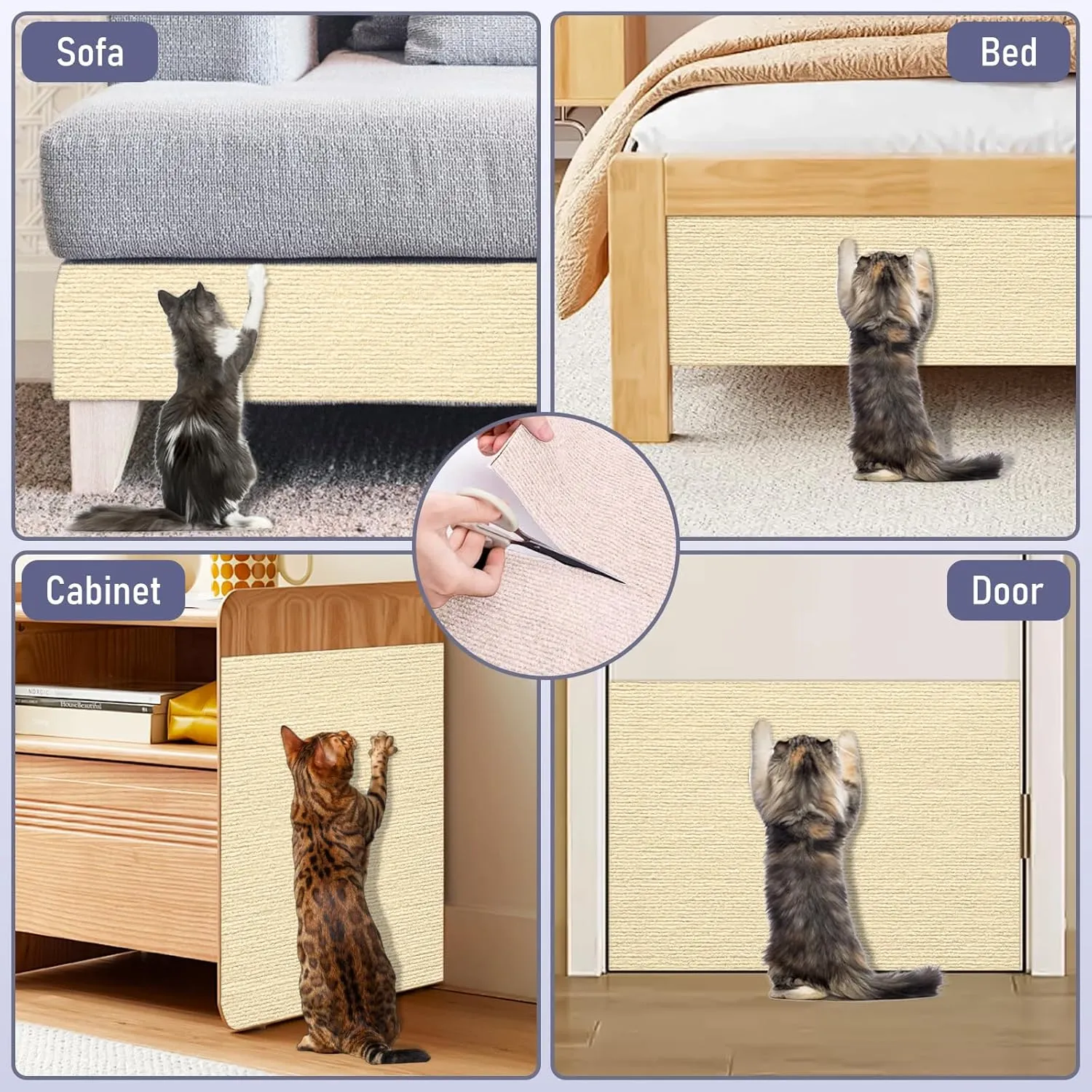 Cat Scratching Furniture Protector Self Adhesive Trimmable Protective Sofa Carpet Leather Furniture Pad Replacement for Cat Tree Shelves DIY Pet Scratch Protector (Khaki, 15.7"x78.7")