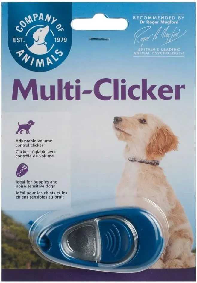 Company of Animals Multi-Clicker, Adjustable Volume, Loud and Quiet Clicks, Easy to Click, Wrist Strap, For all Dogs Including Sensitive Dogs and Puppies