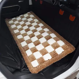 Dog Bed for Car, Backseat Pet Bed Mat, Dog Seat Cover for Car Back Seat, Non-Slip Travel Pet Mat, Fit for Backseat Extenders and Seat Covers (Brown&White, 24.8x54inch)