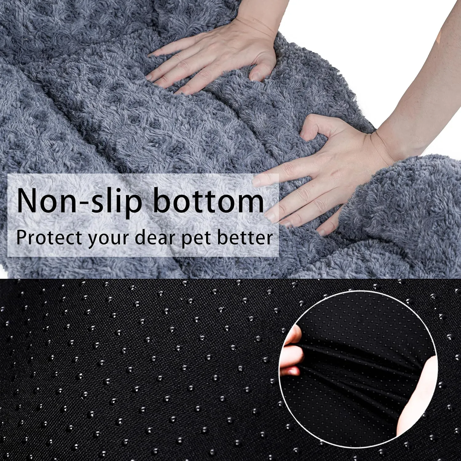 Dog Beds Crate Pad for Medium, Large Dogs, Deluxe Rose Plush Cat Sleeping Mats, Fits Crate Kennel Cage, Anti-Slip Pets Pillow, Washable Ultra Soft Fluffy Dog Bed for Crate (23"x18"Dark Grey)