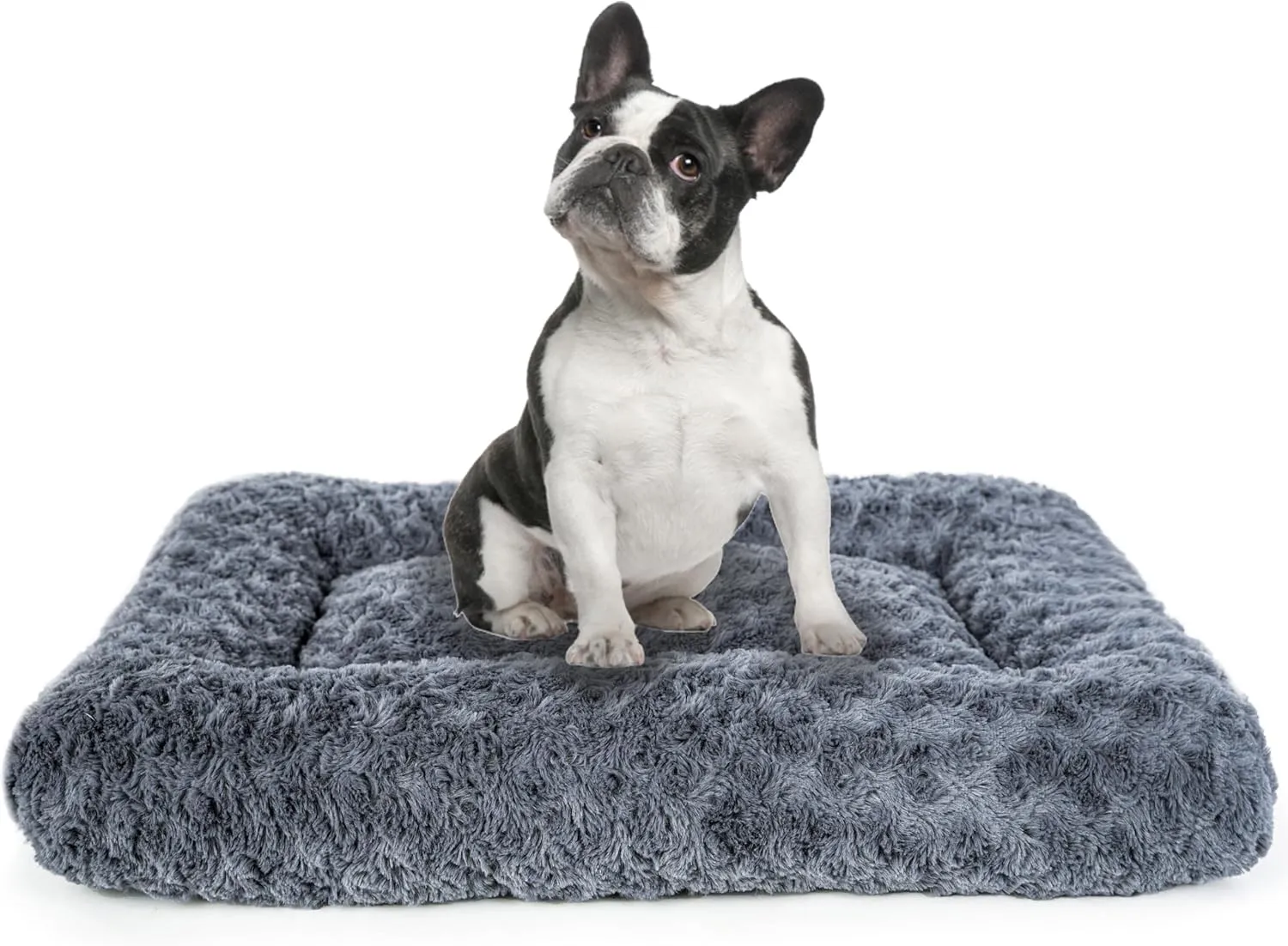 Dog Beds Crate Pad for Medium, Large Dogs, Deluxe Rose Plush Cat Sleeping Mats, Fits Crate Kennel Cage, Anti-Slip Pets Pillow, Washable Ultra Soft Fluffy Dog Bed for Crate (23"x18"Dark Grey)
