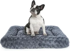 Dog Beds Crate Pad for Medium, Large Dogs, Deluxe Rose Plush Cat Sleeping Mats, Fits Crate Kennel Cage, Anti-Slip Pets Pillow, Washable Ultra Soft Fluffy Dog Bed for Crate (23"x18"Dark Grey)