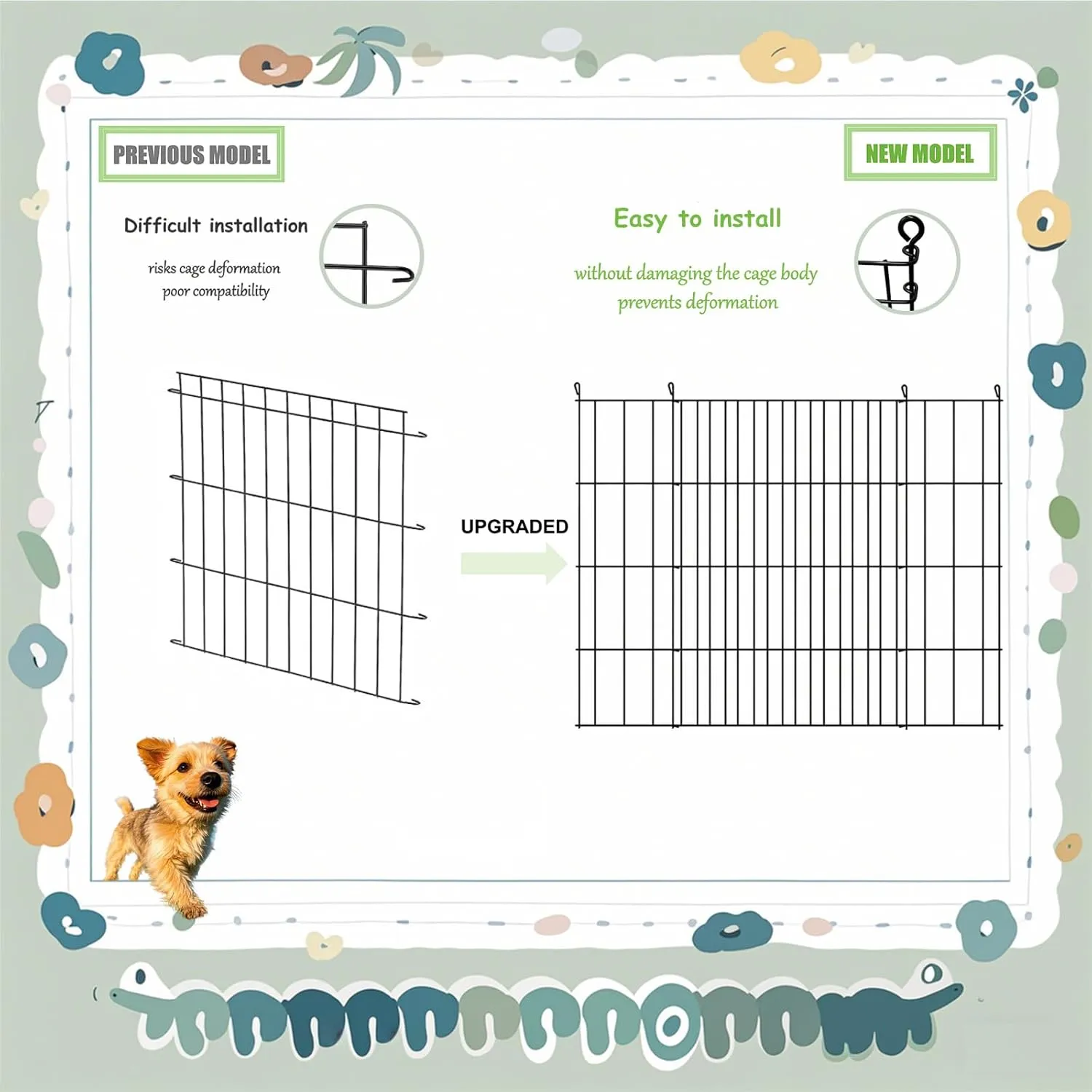 Dog Crate Divider Panel - 2 Pack Black Metal, Compatible with 32"-36" & Other Crate Sizes, 20.47" H x Adjustable Width 15.74"-29.13"