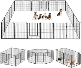 Dog Playpen, 32inch 20 Panels Outdoor Dog Fence Indoor Dog Pen Anti-Rust Pet Puppy Pen Dog Exercise Pen with Lock for Medium Small Dogs, Portable Pet Fence for Yard RV Camping