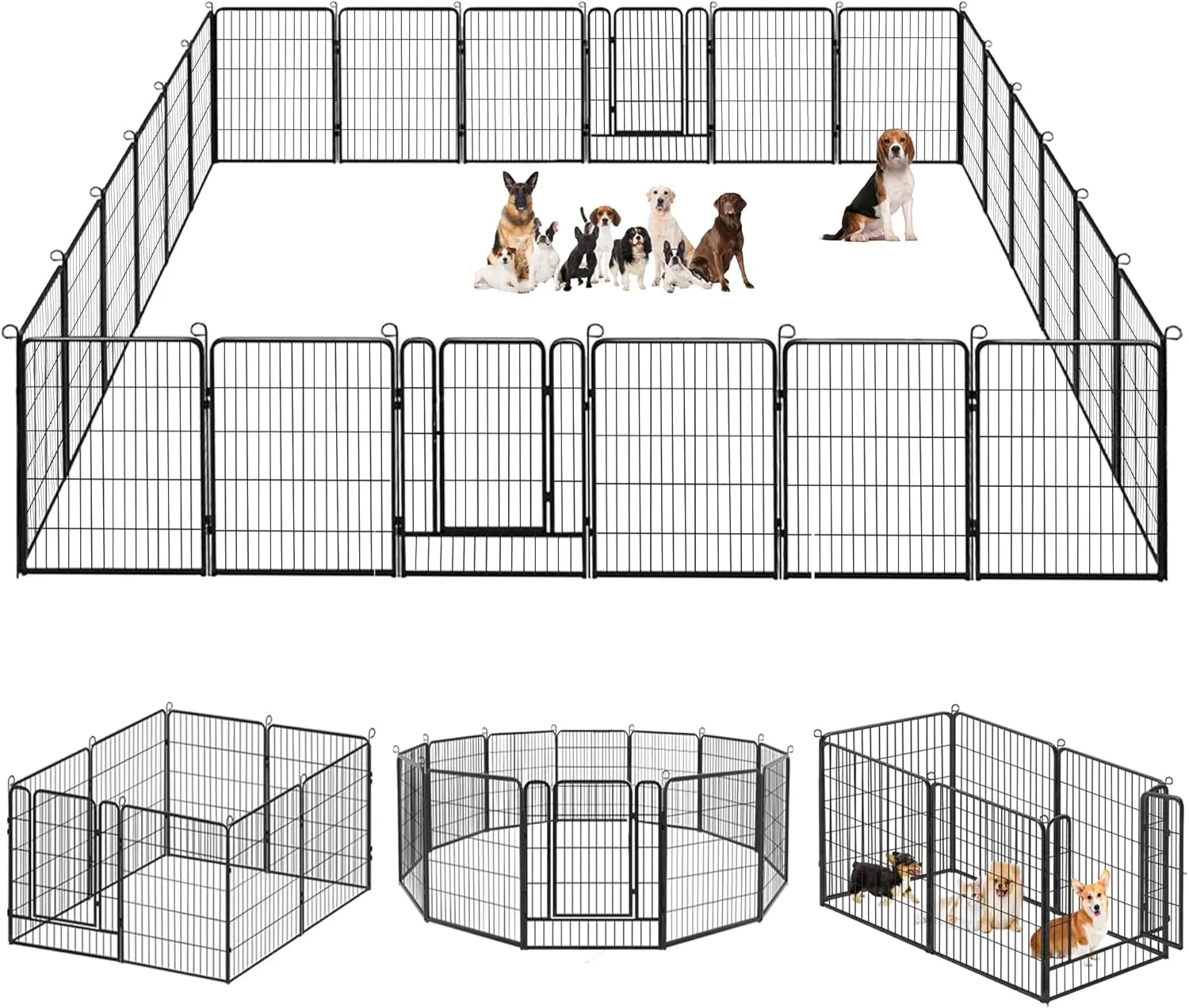 Dog Playpen, 32inch 20 Panels Outdoor Dog Fence Indoor Dog Pen Anti-Rust Pet Puppy Pen Dog Exercise Pen with Lock for Medium Small Dogs, Portable Pet Fence for Yard RV Camping