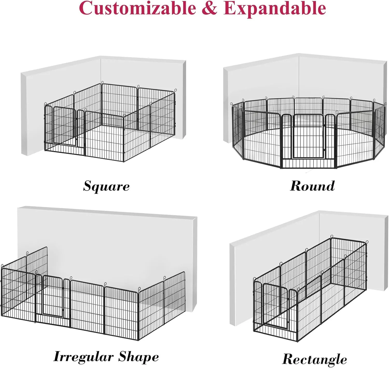 Dog Playpen, 32inch 20 Panels Outdoor Dog Fence Indoor Dog Pen Anti-Rust Pet Puppy Pen Dog Exercise Pen with Lock for Medium Small Dogs, Portable Pet Fence for Yard RV Camping