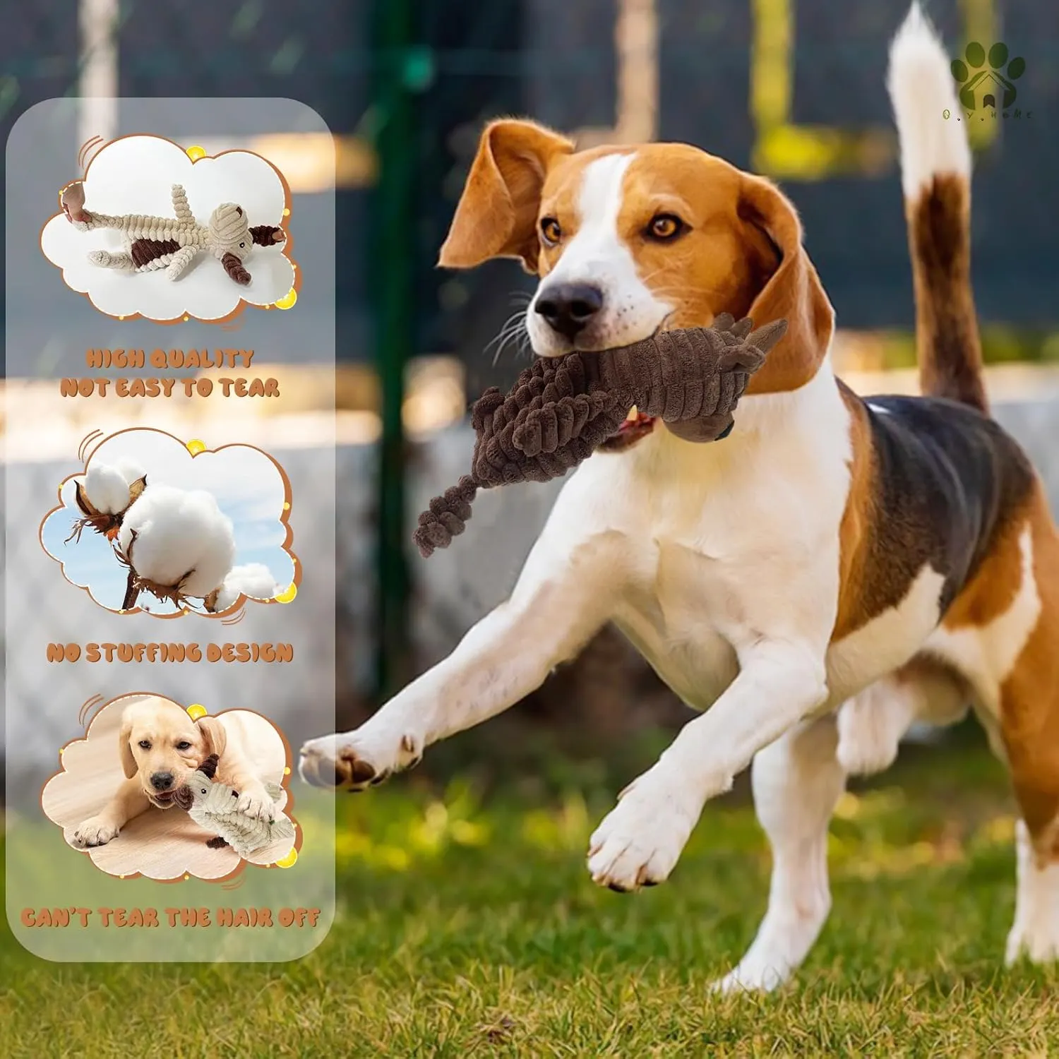 Dog Toy Body Limbs No Stuffing Head Filling Animal Appearance with Soft Squeaker,for Indoor Puppies and Senior Pups Chew and Play(Pink Pig)