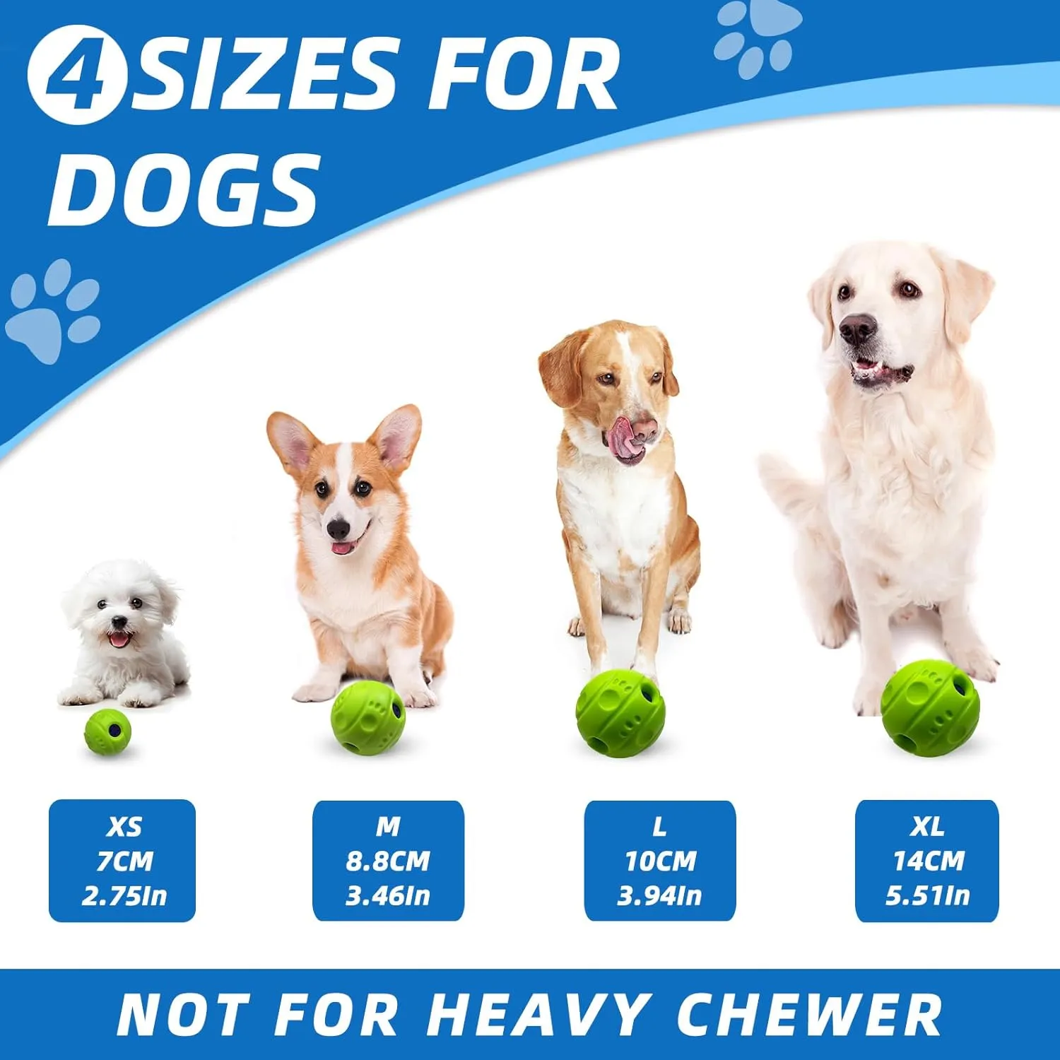 Dog Toys Ball, Interactive Dog Ball, No Paint, Gibbering Sound with Surface Concave Lines, XL, 5.51 in (14 cm)
