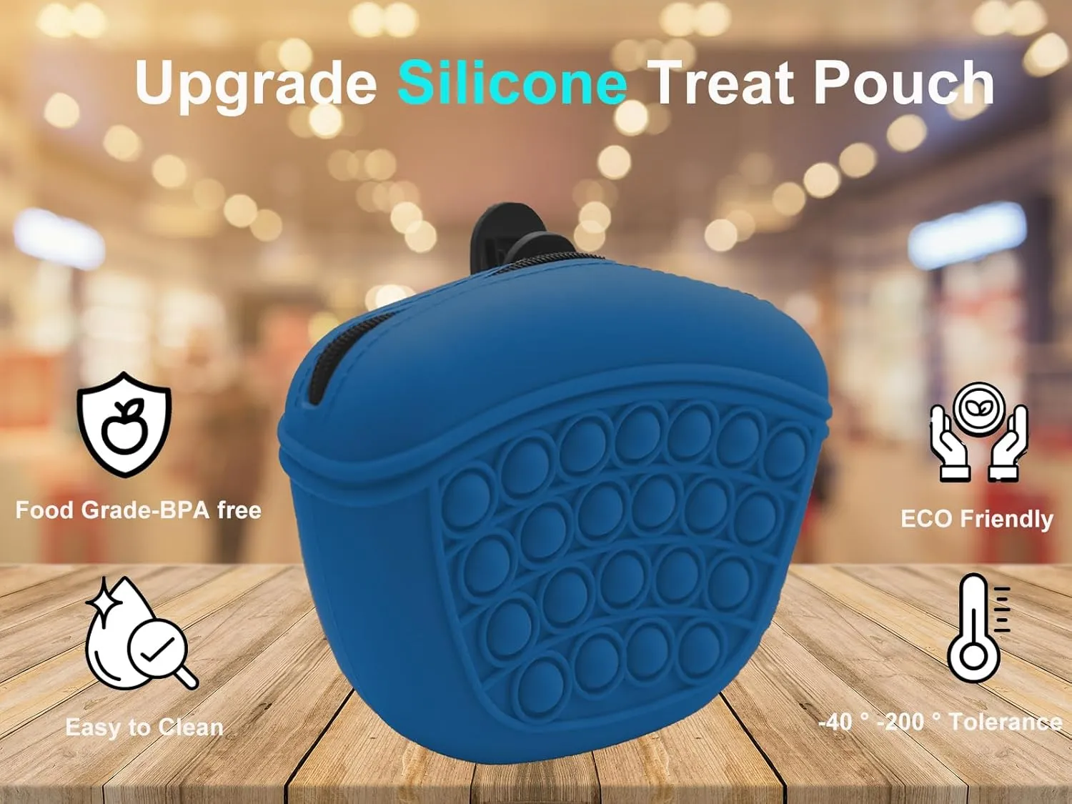Dog Treat Pouch Training Kit,Silicone Treat Bag,Small Puppy Treat Bag with Clip for Leash,Small Training pouch with Dog Clicker-BPA free (blue&training clicker)
