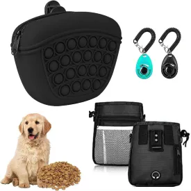Dog Treat Training Pouch with Clip Dog Clicker ,Silicone Dog Treat Poucht can Pet toys Dog Food and All Kinds of Snacks