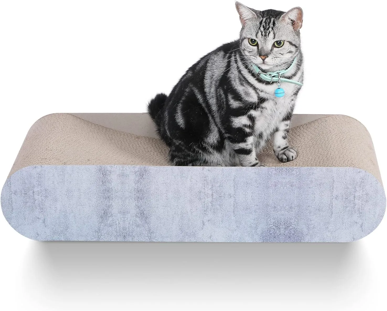 FluffyDream 2 in 1 Cat Scratcher Cardboard Lounge Bed, Cat Scratching Post, Durable Board Pads Prevents Furniture Damage,Large (Reversible Grey)