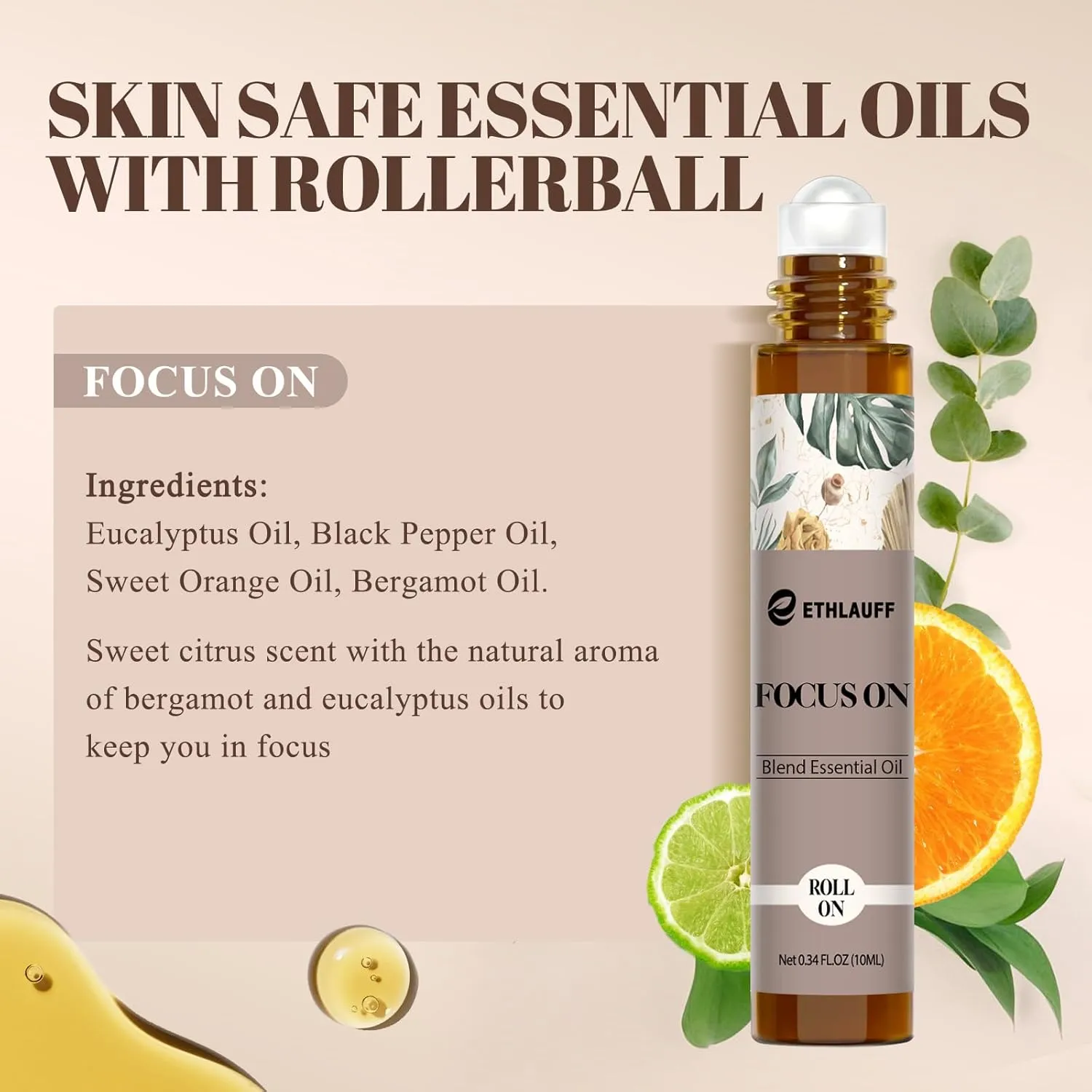 Focus on Essential Oil Roll On Blend, Relaxation Gifts for Women & Men - Head Comfort, Mood Booster, and Restful Sleep - Great Stocking Stuffer