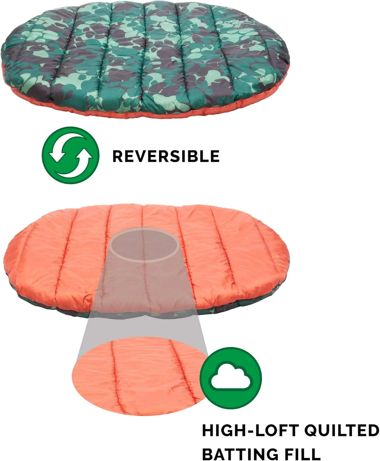 Furhaven Outdoor Travel Dog Bed for Small Dogs w/ Carry Bag, Washable & Foldable, Great for Crates & Kennels - Trail Pup Travel Pillow Mat w/ Stuff Sack Bag - Paprika/Camo-Paw, Small