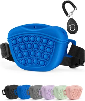 Gobeigo Dog Treat Pouch with Training Clicker 2.0-Upgrade Stronger Magnetic Closure to Avoid Spilling, 1.67 Cup Silicone Treat Bag Fanny Pack with Waist Belt for Pet Training Walking (Blue)