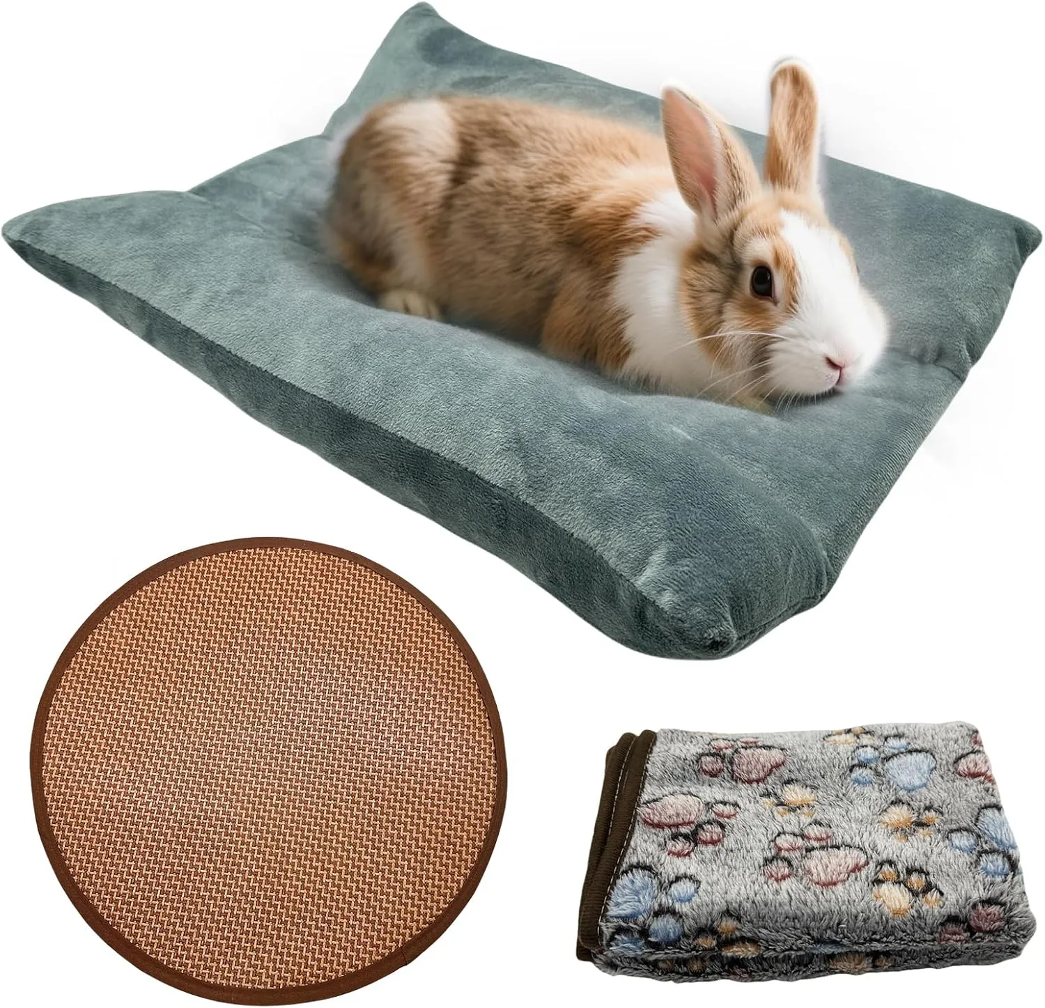 Hamiledyi Rabbit Bed Small Pet Snuggle Mat 15.7x14 Inch Machine Washable Joint Support Rabbits Guinea Pigs Ferrets Kittens (Gray)