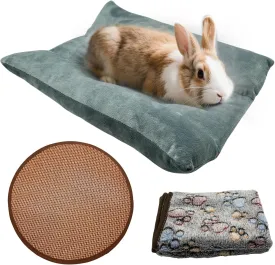 Hamiledyi Rabbit Bed Small Pet Snuggle Mat 15.7x14 Inch Machine Washable Joint Support Rabbits Guinea Pigs Ferrets Kittens (Gray)