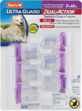 Hartz UltraGuard Dual Action Flea & Tick Topical Dogs & Puppies Treatment & Prevention, 6 Months, 31-60 lbs