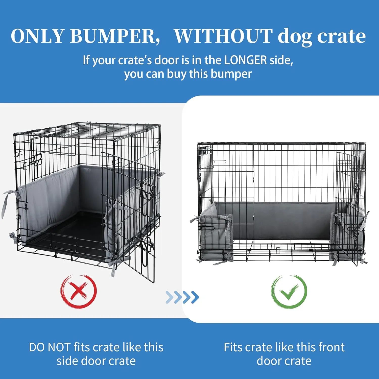 Hombys Dog Crate Bumper with Ties - Soft Crate Accessory (Do Not Include Cage) (Dark Grey, 42"x27")