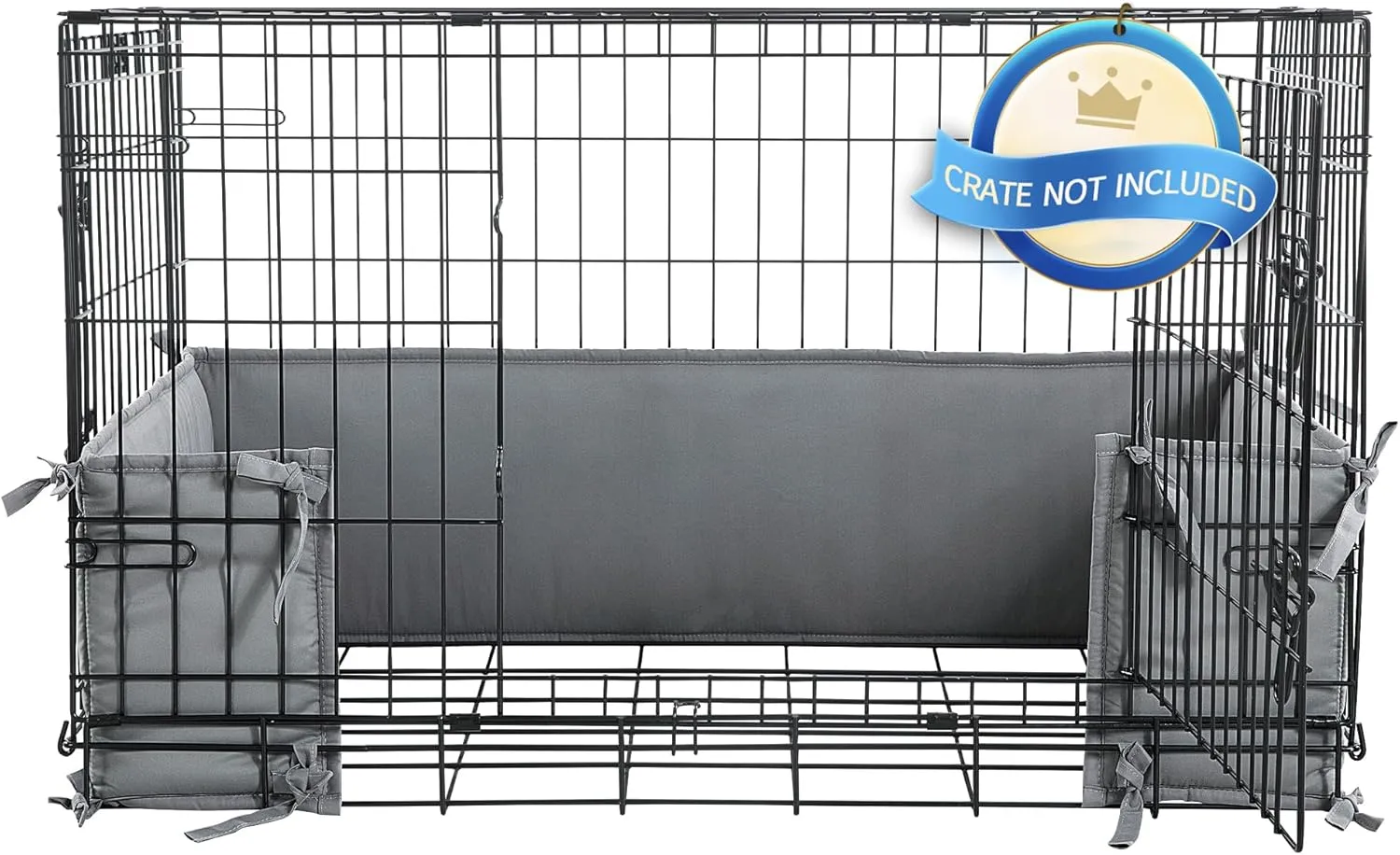 Hombys Dog Crate Bumper with Ties - Soft Crate Accessory (Do Not Include Cage) (Dark Grey, 42"x27")