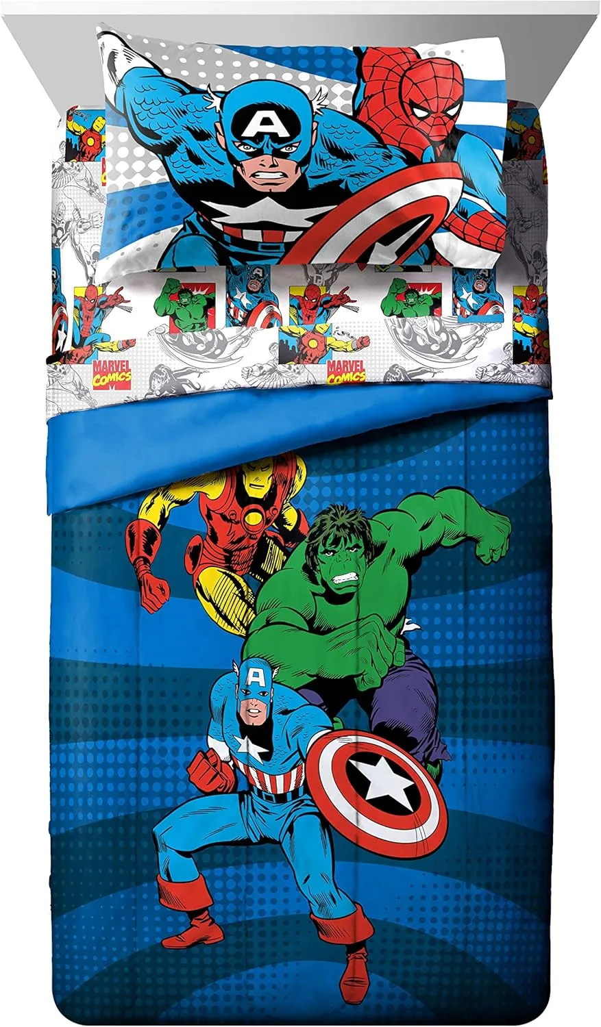 Jay Franco Comics Avengers Good Guys 4 Piece Twin Bed Set (Offical Marvel Product)