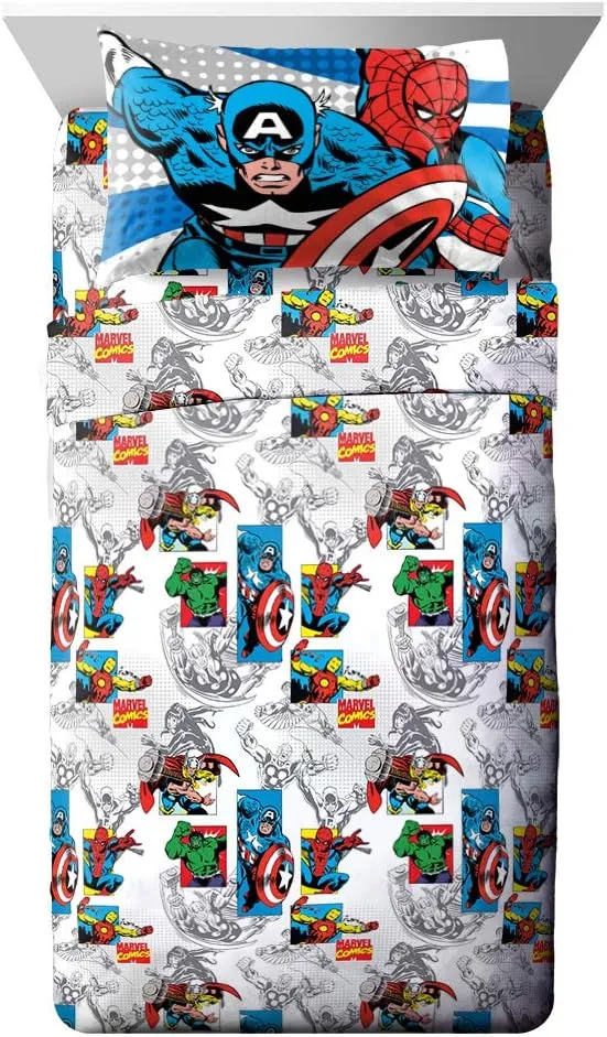 Jay Franco Comics Avengers Good Guys 4 Piece Twin Bed Set (Offical Marvel Product)