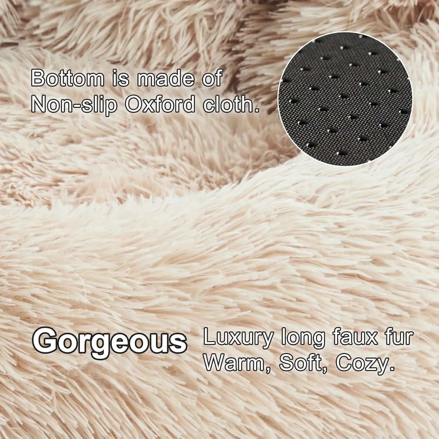 Jiupety Paw Shape Calming Pet Bed, Plush Faux Fur Donut Bed for Dogs & Cats, Machine Washable, Non-Slip Bottom, Medium (22"22"6"), Camel