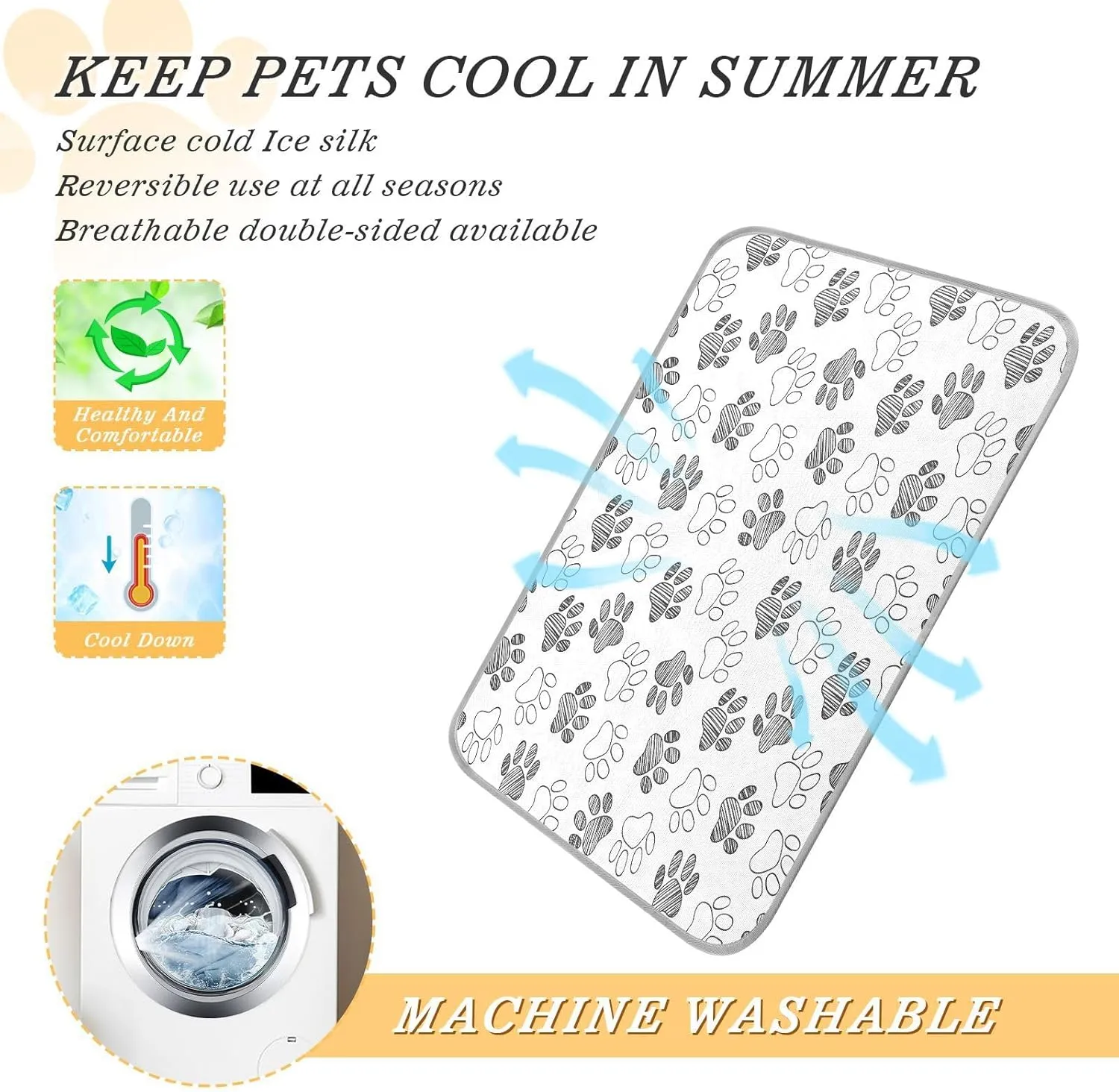 JSTEL Dog Cooling Pad Ice Silk Cooling Mat Washable Pet Cooling Mat Folding Summer Sleeping Mat 23.6x38.6 inch, Non-Toxic Gel, No Water or Electricity Needed for This Dog Cooling Pad