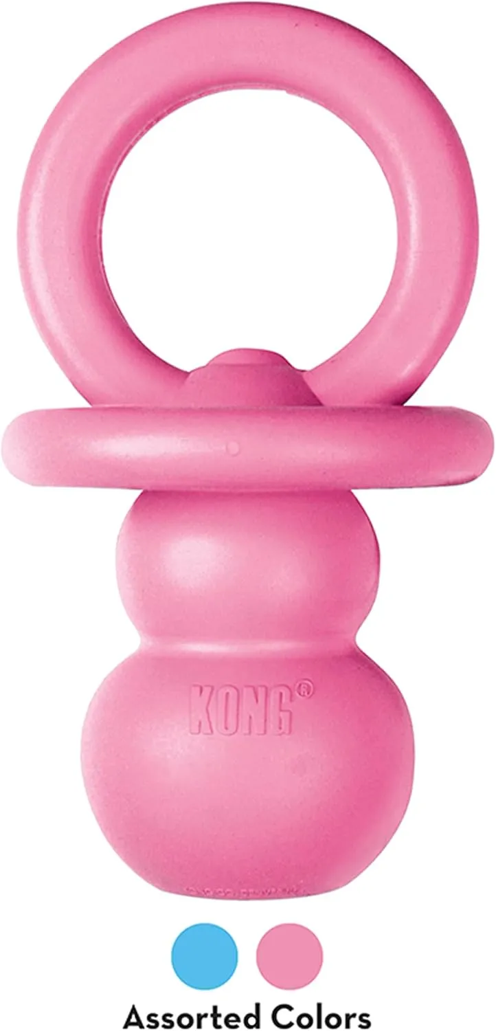 KONG Puppy Binkie - Pacifier Dog Toy for Puppies - Stuffable Treat Chew Toy for Treats - Durable Natural Rubber for Teething Puppy - for Small Puppies - Blue