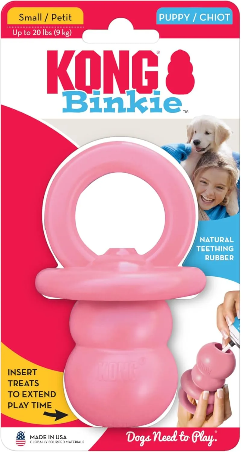KONG Puppy Binkie - Pacifier Dog Toy for Puppies - Stuffable Treat Chew Toy for Treats - Durable Natural Rubber for Teething Puppy - for Small Puppies - Blue