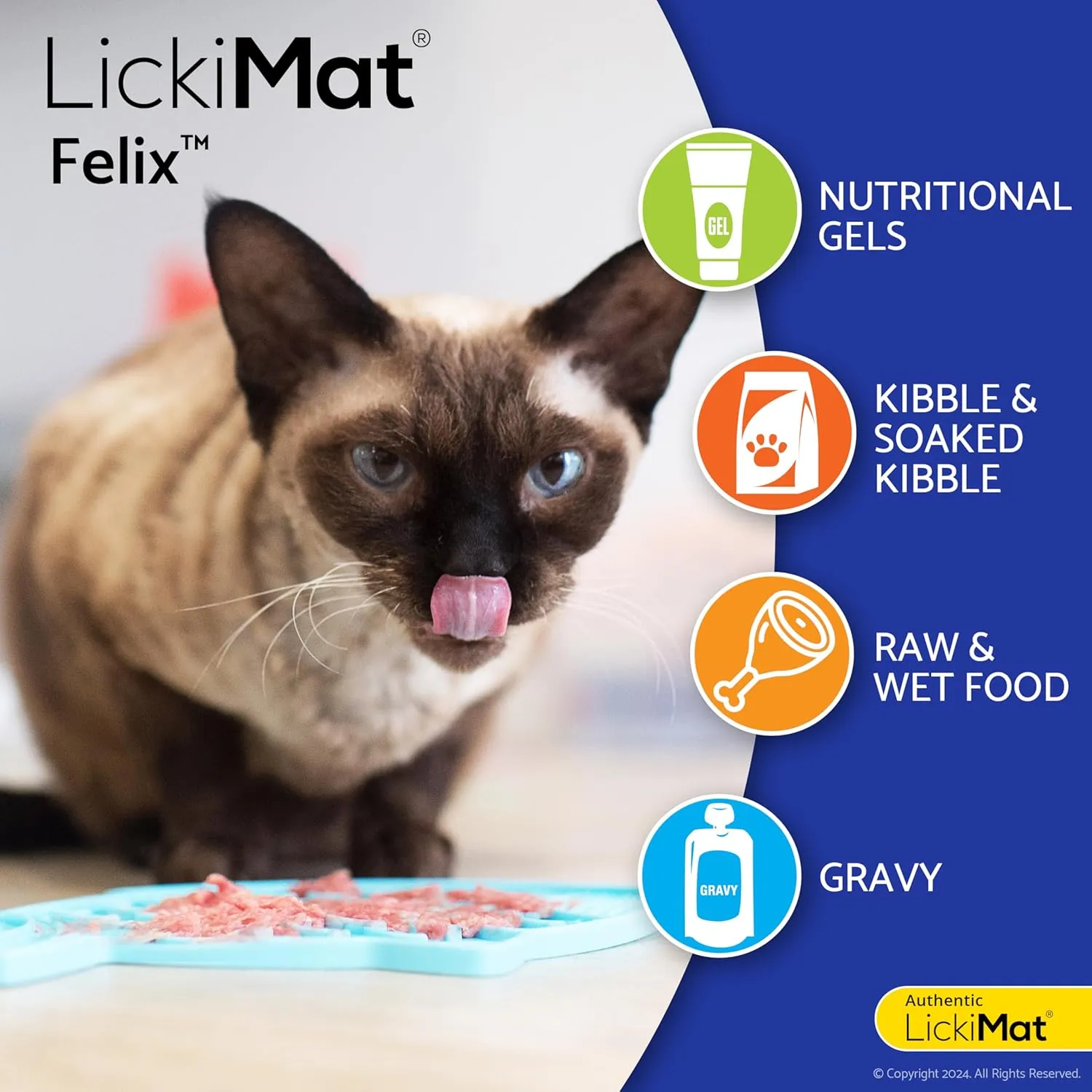 LickiMat Felix, Fish-Shaped Cat Slow Feeders Lick Mat, Boredom Anxiety Reducer; Perfect for Food, Treats, Yogurt, or Peanut Butter. Fun Alternative to a Slow Feed Cat Bowl or Dish, Orange