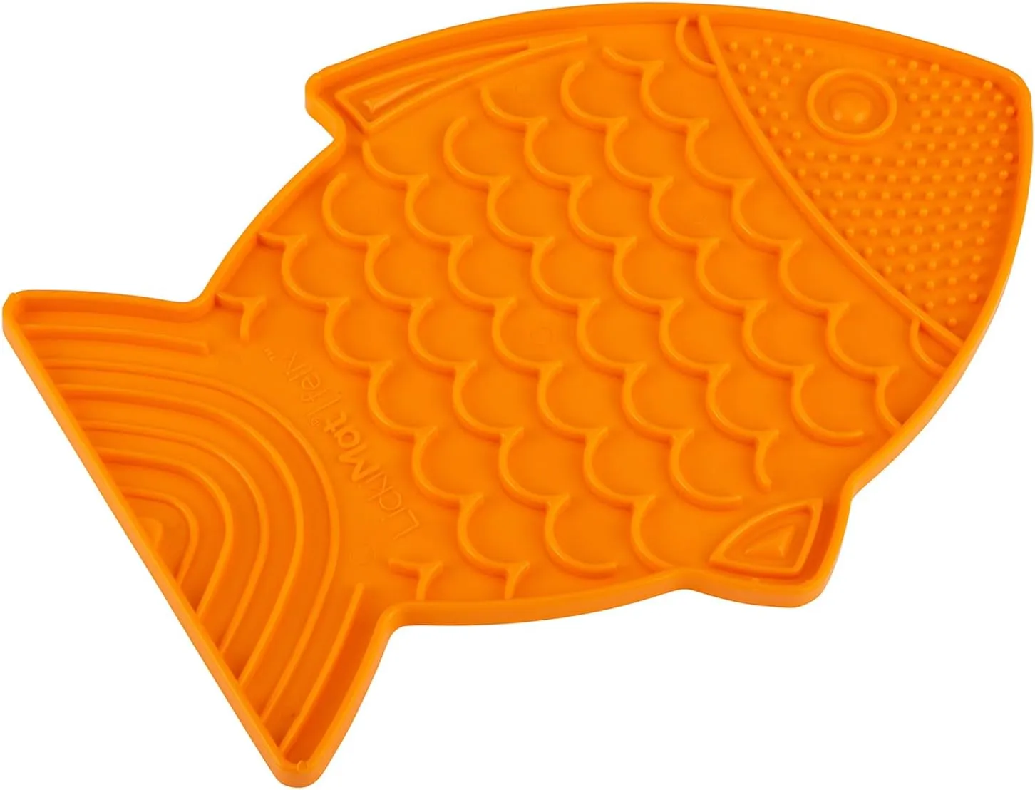 LickiMat Felix, Fish-Shaped Cat Slow Feeders Lick Mat, Boredom Anxiety Reducer; Perfect for Food, Treats, Yogurt, or Peanut Butter. Fun Alternative to a Slow Feed Cat Bowl or Dish, Orange