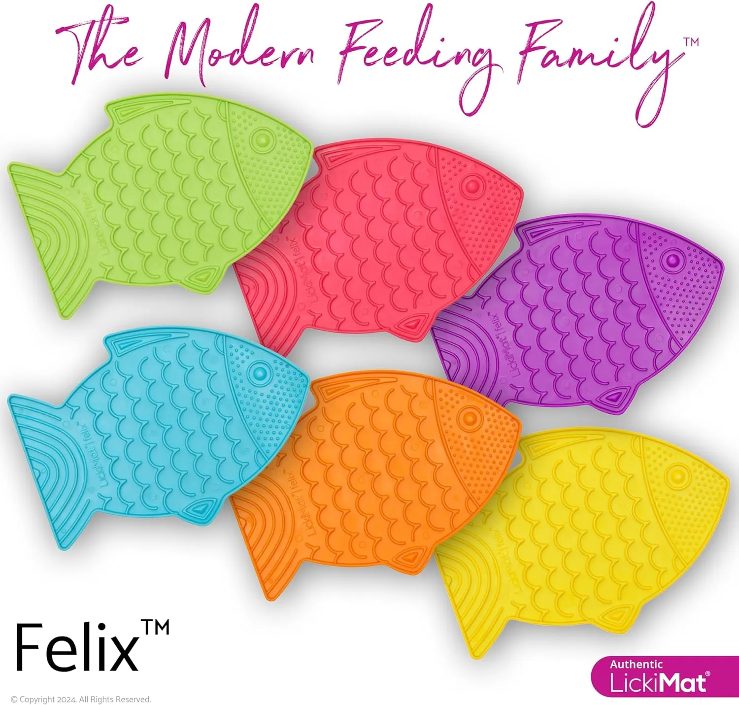 LickiMat Felix, Fish-Shaped Cat Slow Feeders Lick Mat, Boredom Anxiety Reducer; Perfect for Food, Treats, Yogurt, or Peanut Butter. Fun Alternative to a Slow Feed Cat Bowl or Dish, Orange