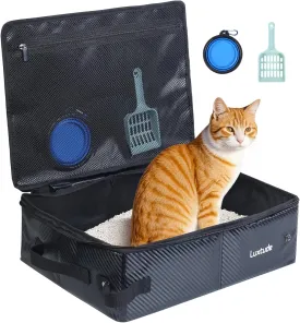 Luxtude Travel Litter Box for Cats, Portable Litter Box for Cats, Travel Cat Litters Box with Lid, Collasible Cat Litters Cases, No Smell and Easy Clean, No Leakage, Road Trip and Camping Essentials