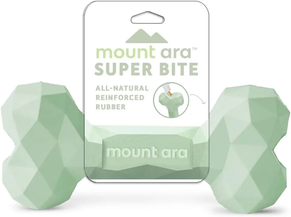 Mount Ara Super BITE BPA-Free Rubber Fillable Dog Chew Toy, Aggressive Chewer Toy, Peanut Butter Toy