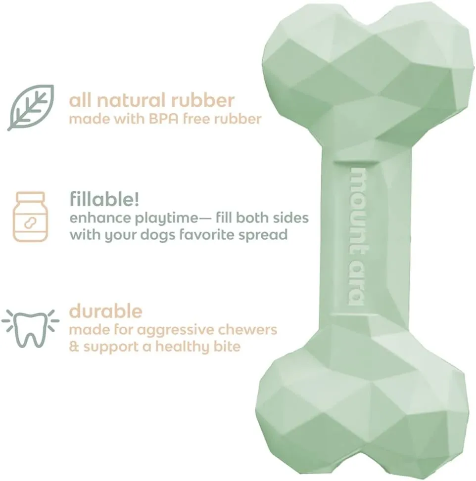Mount Ara Super BITE BPA-Free Rubber Fillable Dog Chew Toy, Aggressive Chewer Toy, Peanut Butter Toy