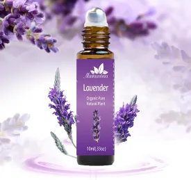 Mumianhua Lavender Essential Oil Roll-On Therapeutic Grade, Pre-Diluted Lavender Oil for Relaxation, Focus Pulse Points, Pillow, Skin, Massage Portable 0.33Oz Pocket Size
