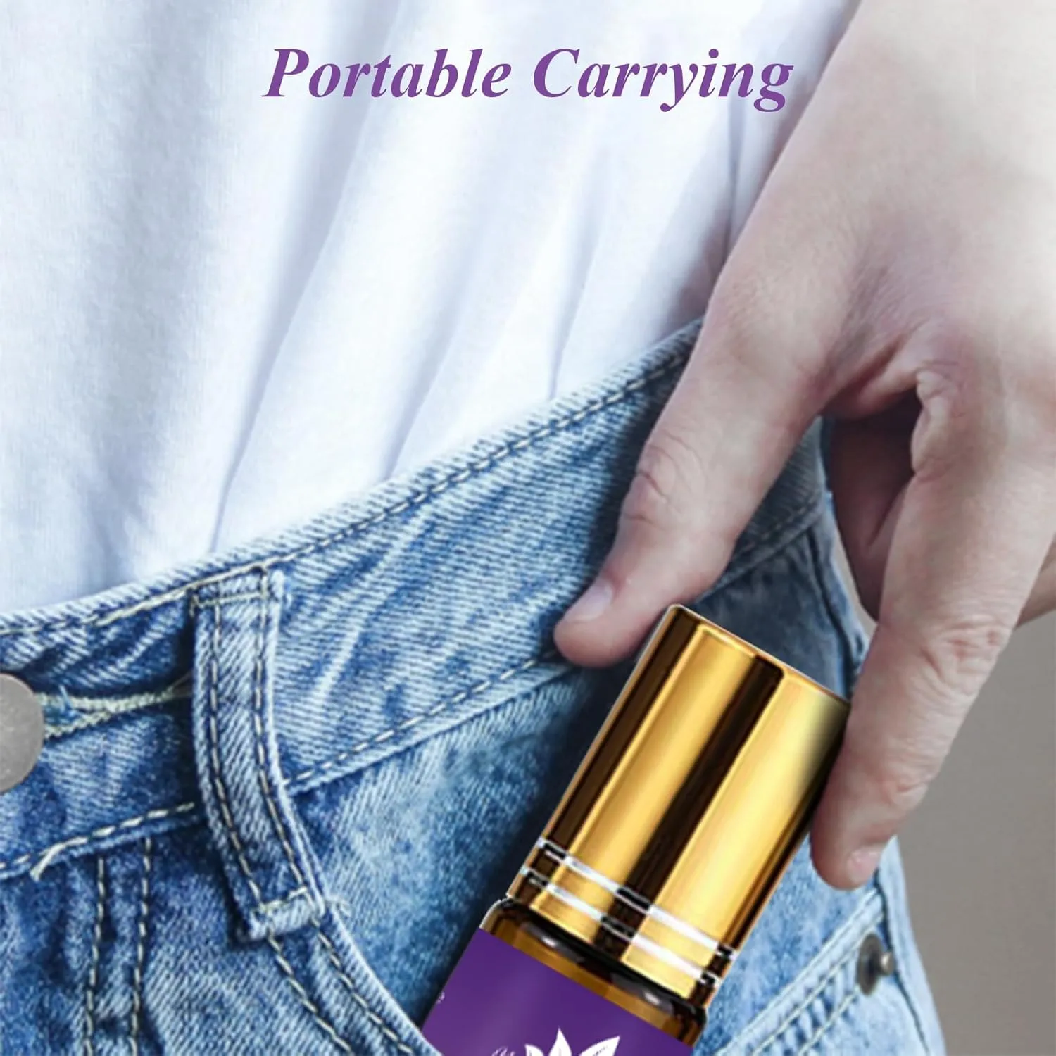 Mumianhua Lavender Essential Oil Roll-On Therapeutic Grade, Pre-Diluted Lavender Oil for Relaxation, Focus Pulse Points, Pillow, Skin, Massage Portable 0.33Oz Pocket Size