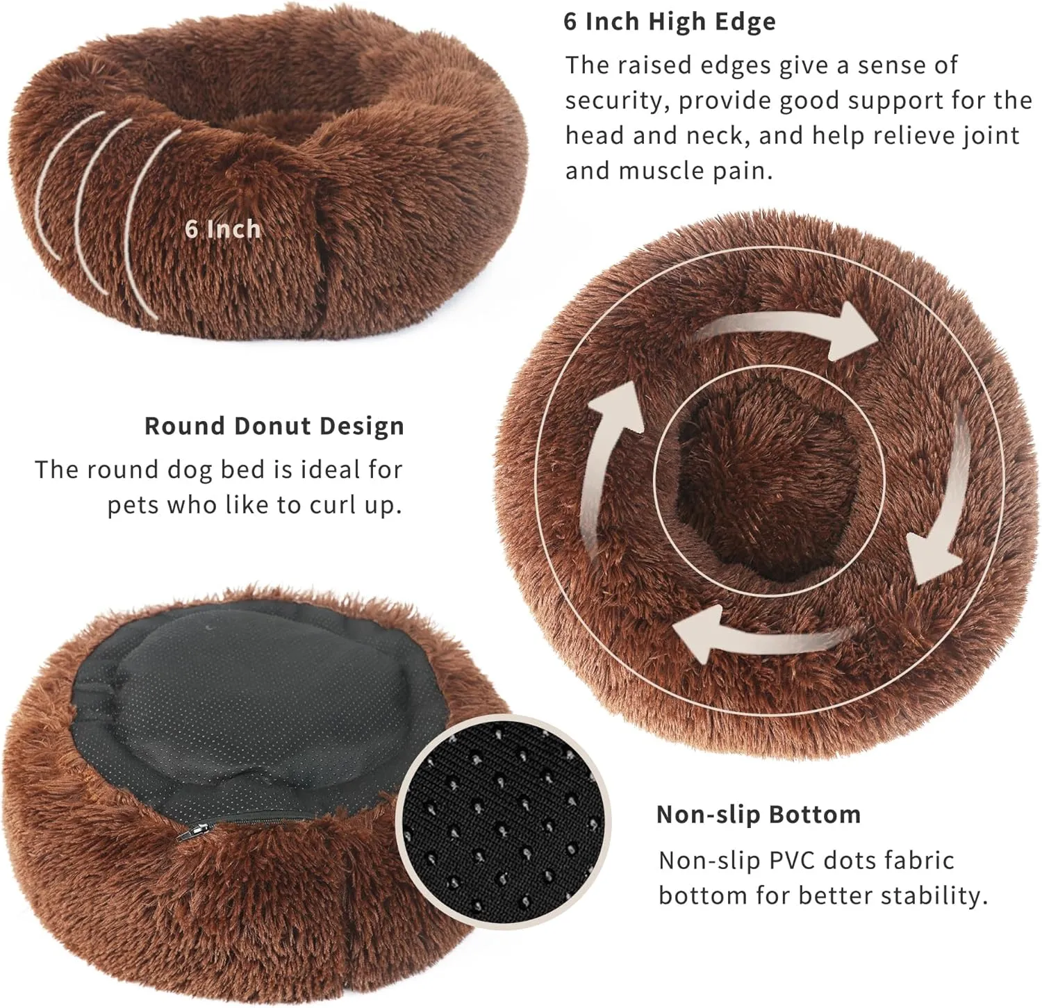 nononfish Marshmallow Cat Bed Kawaii Cat Nest for Indoor Cats Washable Fluffy Anti Anxiety Kitten Bed 19 Inches