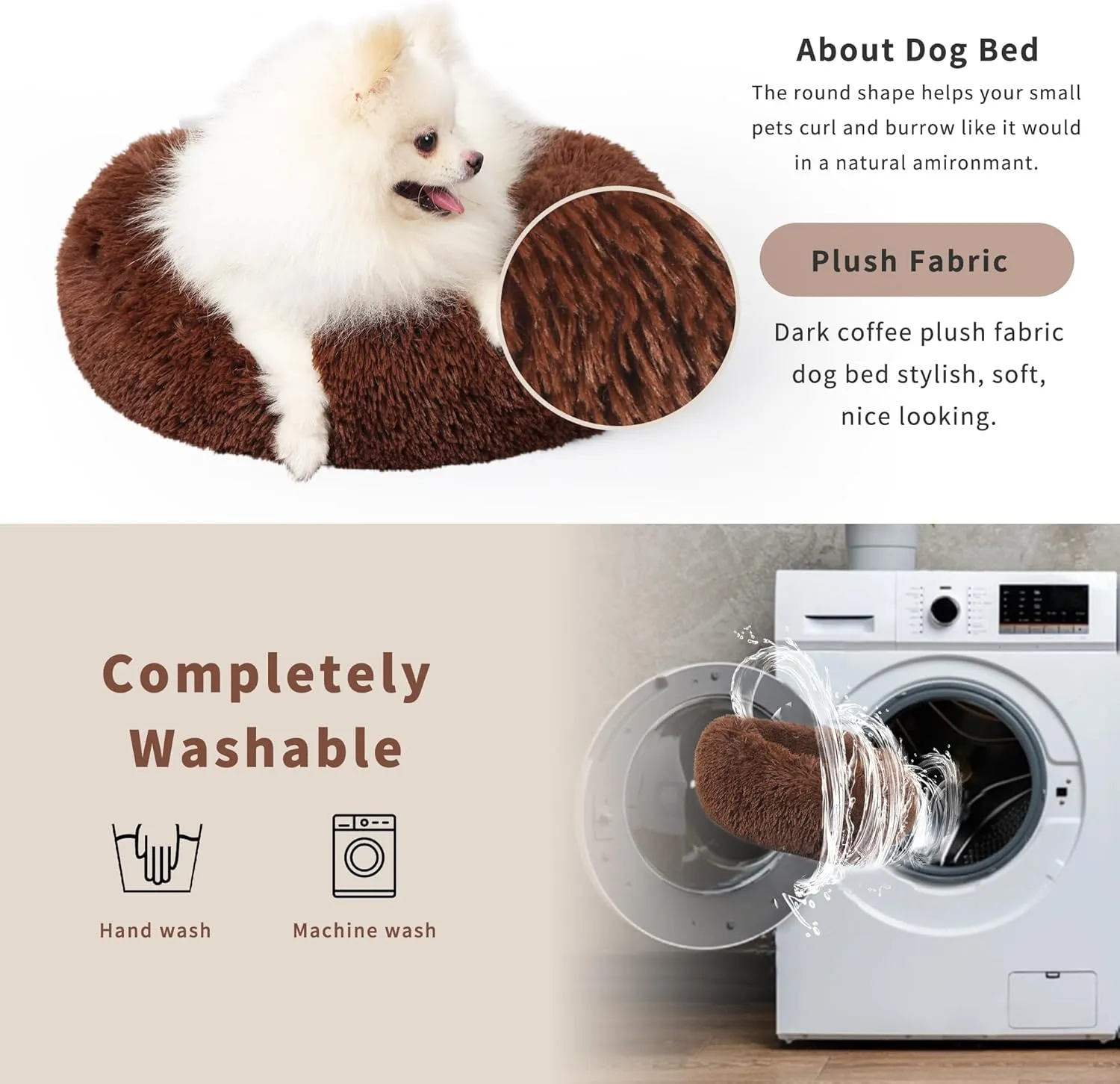 nononfish Marshmallow Cat Bed Kawaii Cat Nest for Indoor Cats Washable Fluffy Anti Anxiety Kitten Bed 19 Inches