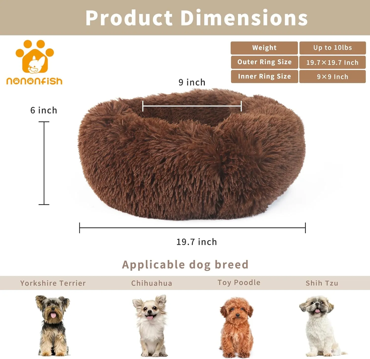 nononfish Marshmallow Cat Bed Kawaii Cat Nest for Indoor Cats Washable Fluffy Anti Anxiety Kitten Bed 19 Inches