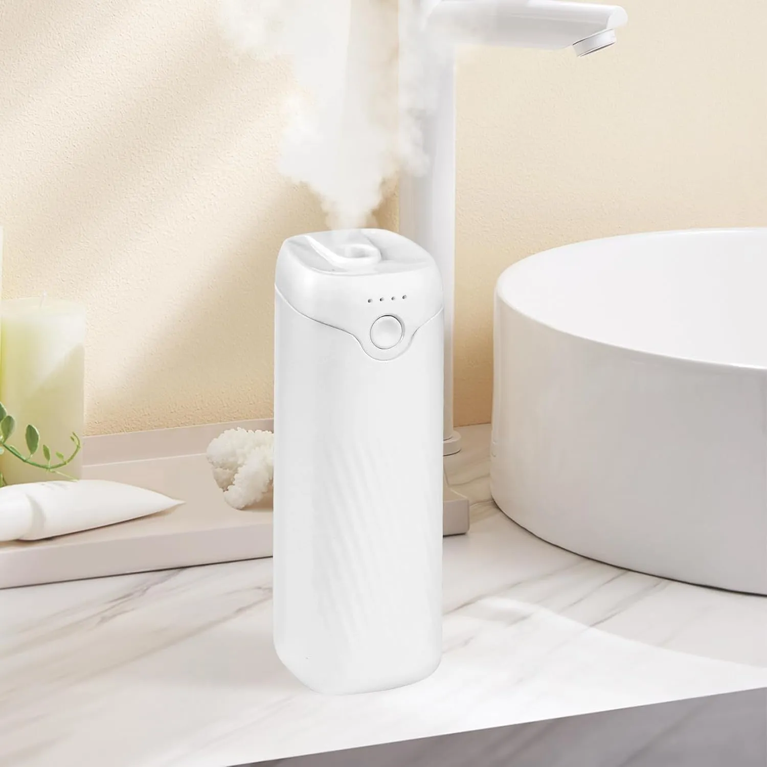 Portable Rechargeable Air Freshener  Mini Ultrasonic Aroma Diffuser & Deodorizer for Bathroom, Office, Travel, with Essential Oil & Humidifier Function (1, Machine   2 Oil)