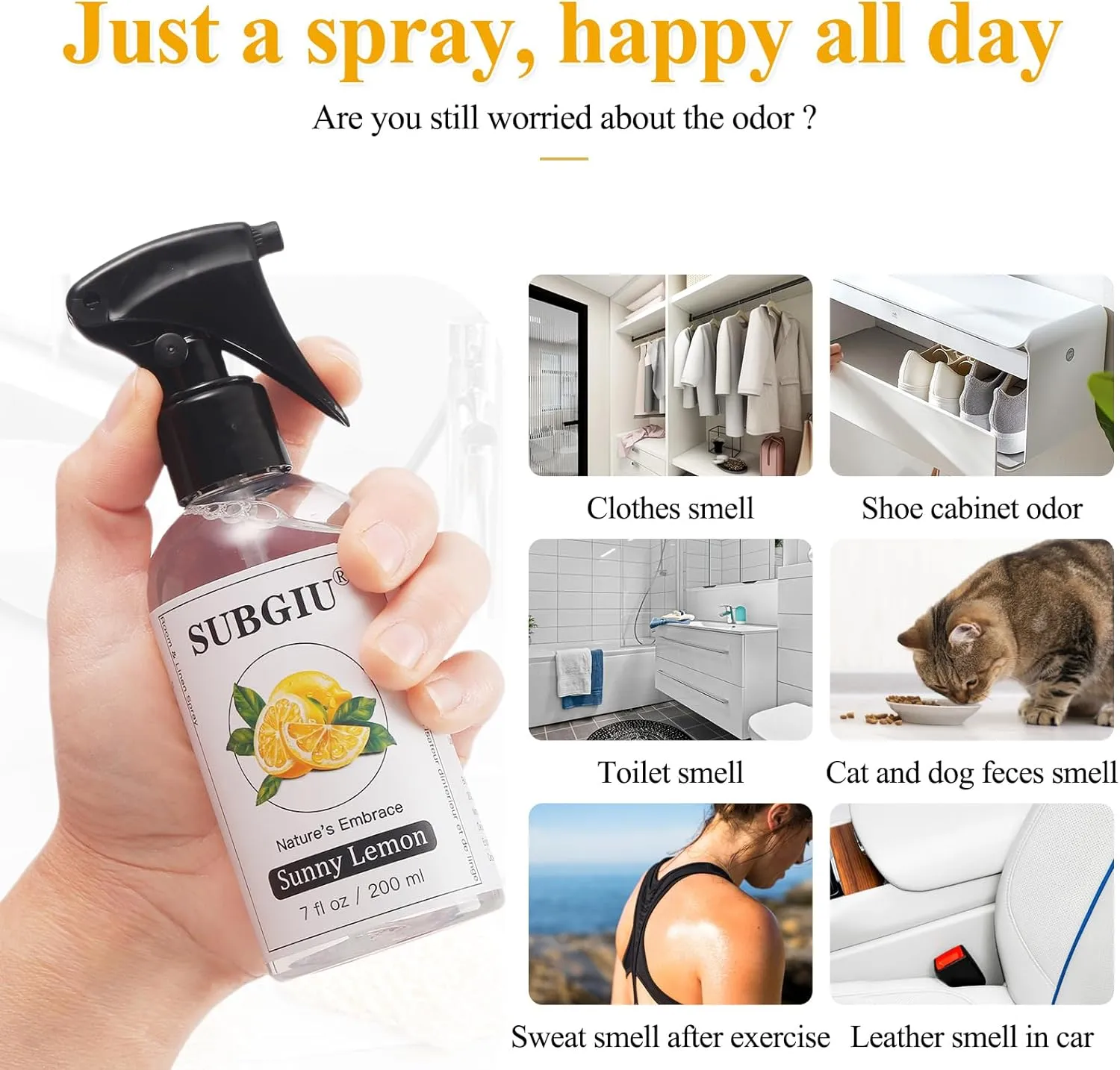 Room Natural Linen Spray and Fabric Spray, Aromatherapy (7 Fl Oz, Sunny Lemon(1 Bottle))