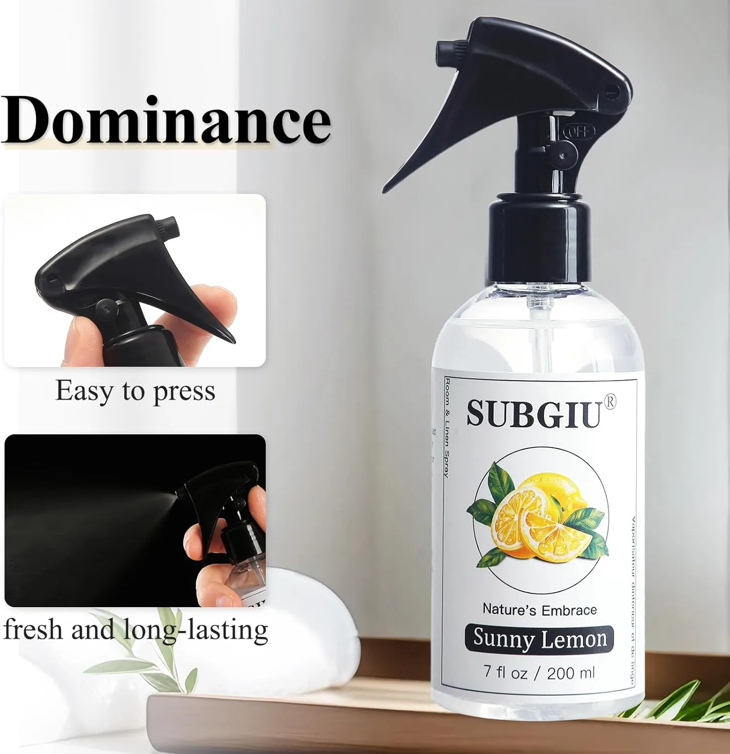 Room Natural Linen Spray and Fabric Spray, Aromatherapy (7 Fl Oz, Sunny Lemon(1 Bottle))