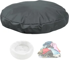 Round Dog Bed Replacement Cover 36D  4H Inch Washable Grey Thickened Waterproof Oxford Fabric with Handle and Zipper Reusable Dog Bed Liner for Small to Medium 25-35 Lbs Puppy
