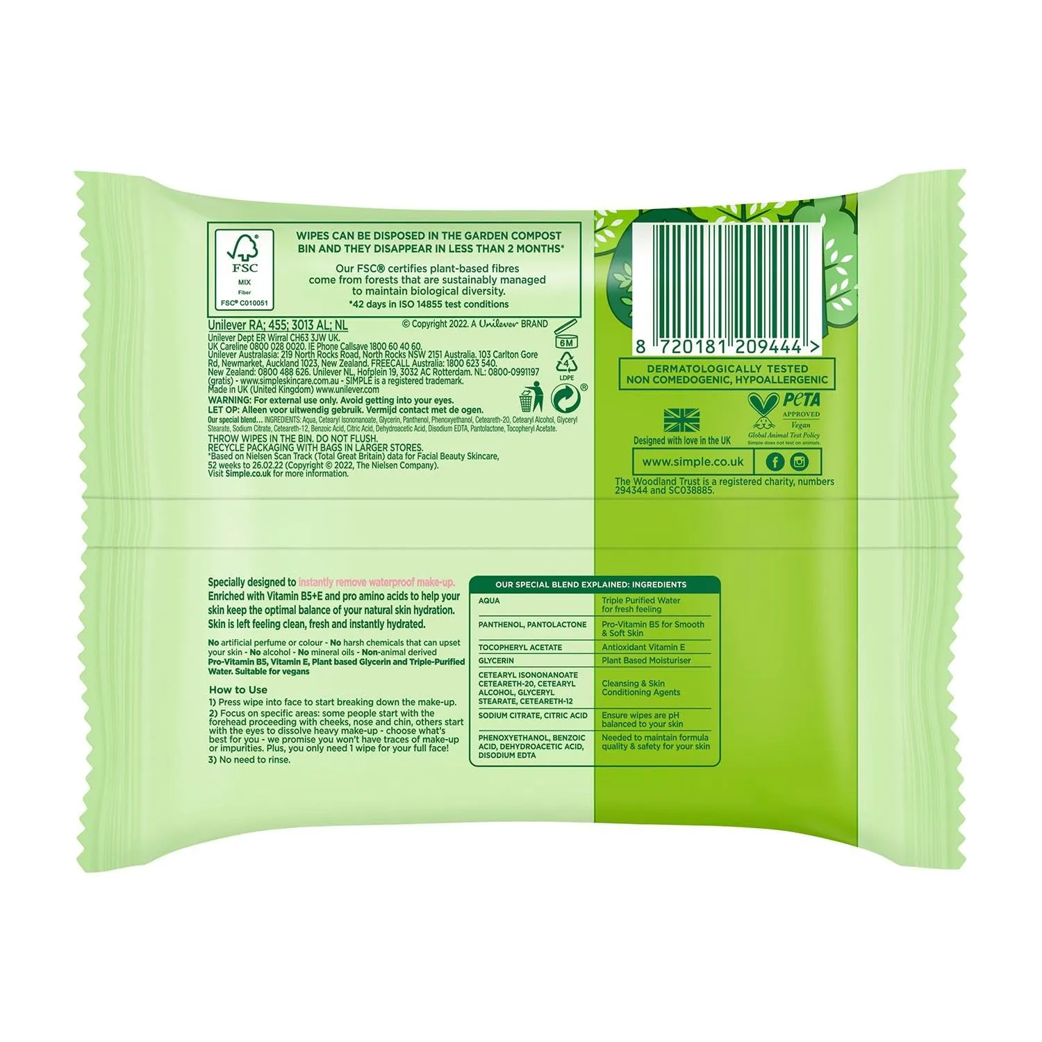Simple Cleansing Facial Wipes 25 Count (Pack of 3)