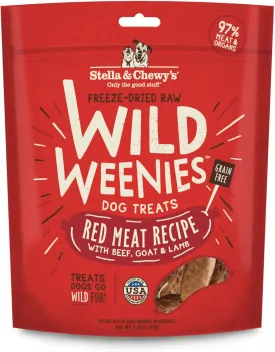 Stella & Chewy's Freeze-Dried Raw Wild Weenies Dog Treats - High-Protein Training Treats for Dogs & Puppies - All-Natural Red Meat Recipe with 97% Meat & Organs - USA Made - 3.25 oz Bag