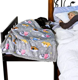 Sweet Dreams Bedding Set - Soft Sherpa & Fleece Reversible Blanket, Plush Pillow, Gray Fitted Sheet for Comfort - Oeko-Tex 100 Certified, Safe & Gentle for Pets (with Bolster)