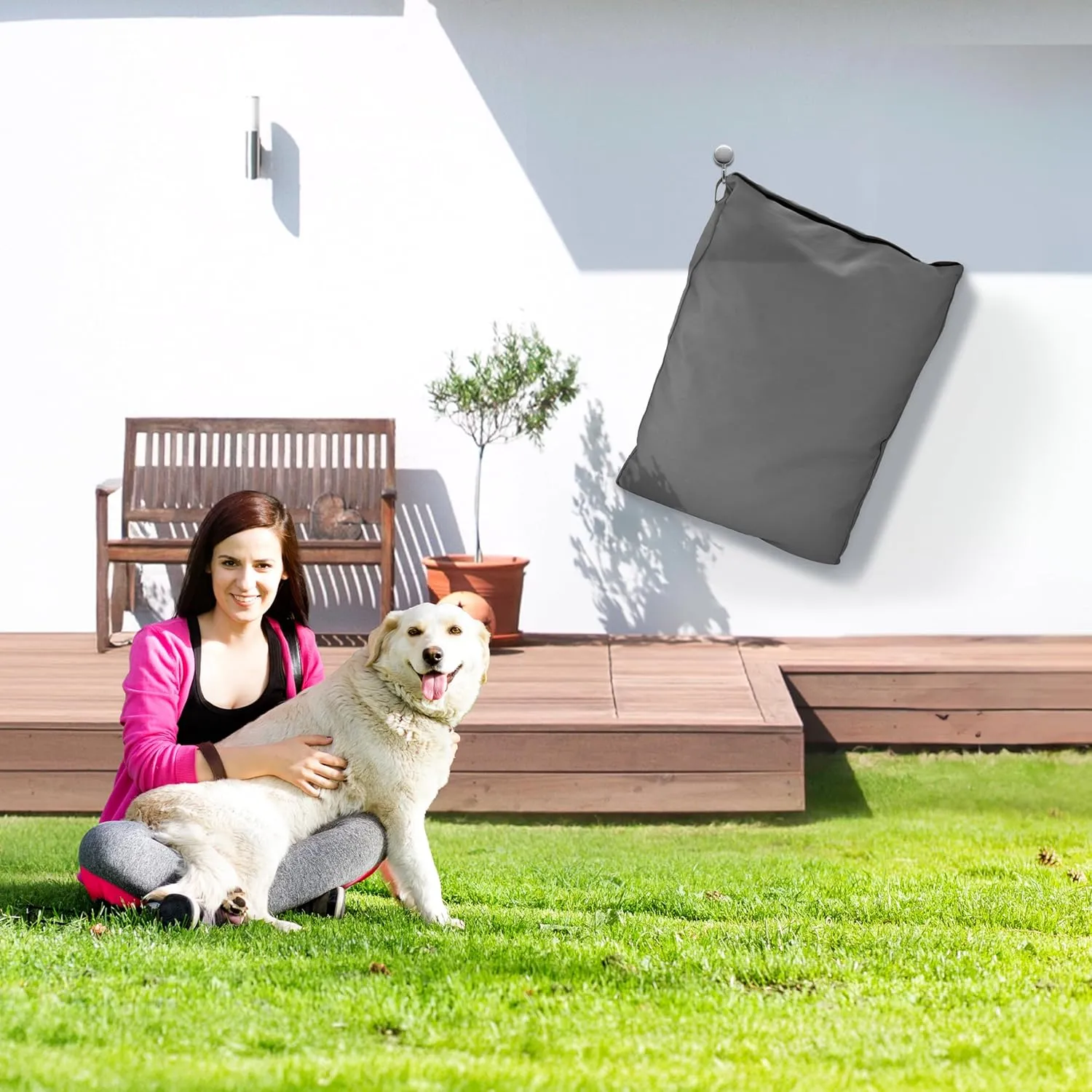 Sytopia 36-Inch Canvas Outdoor Dog Bed  Chew-Proof, Waterproof & Washable with Removable Cover, Ideal for Medium & Large Dogs  Great for Indoor, Outdoor, Crate, or Patio Use (Dark Grey)